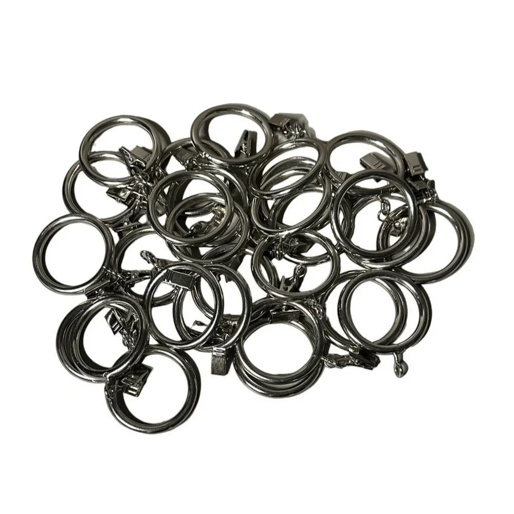 Curtain Rod Rings Clips Set Metal Lot of 20 Round Drapery Window 2.25